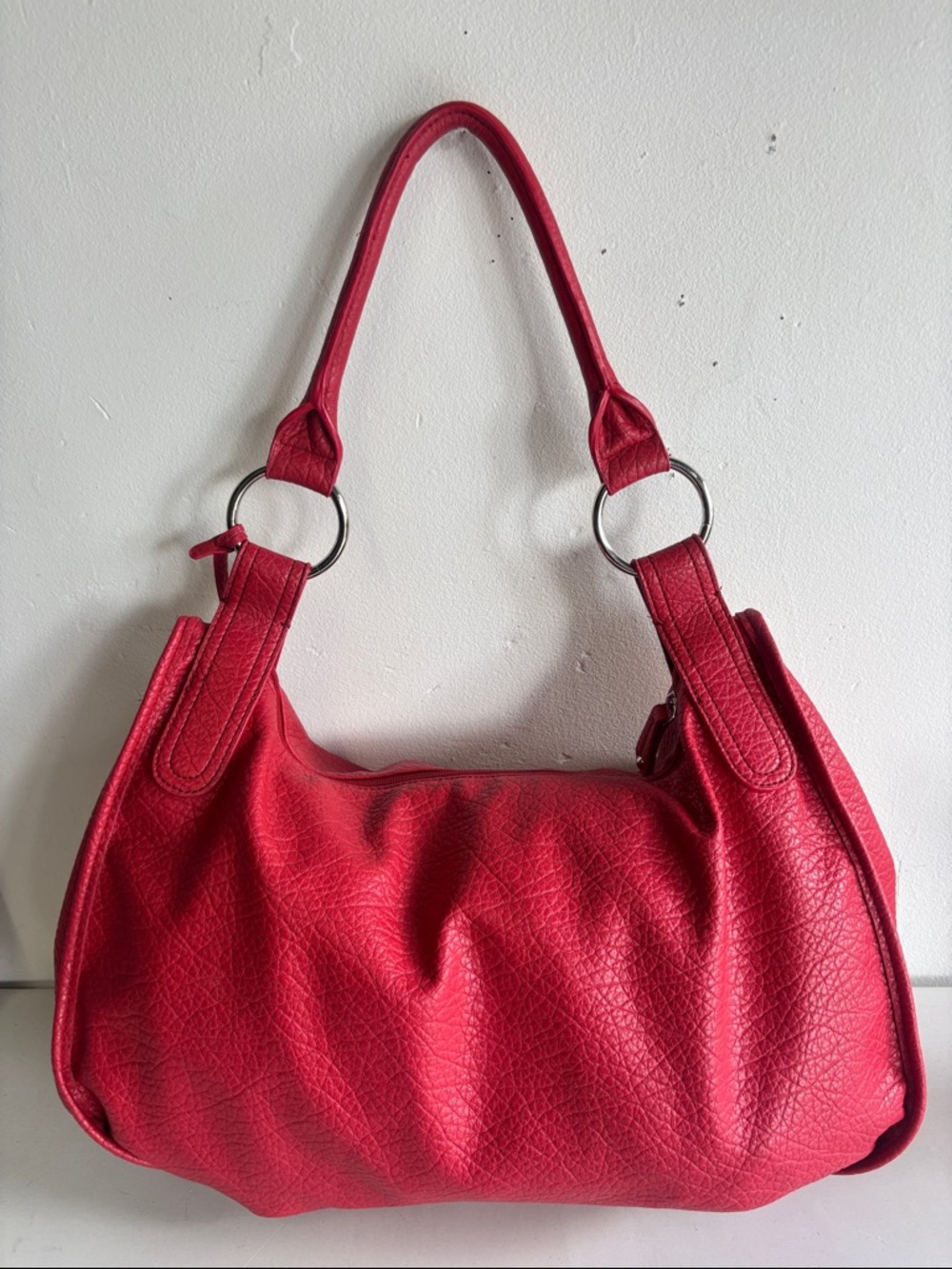 Nine West Red Textured Vegan Leather Hobo Bag - Picture 7 of 11